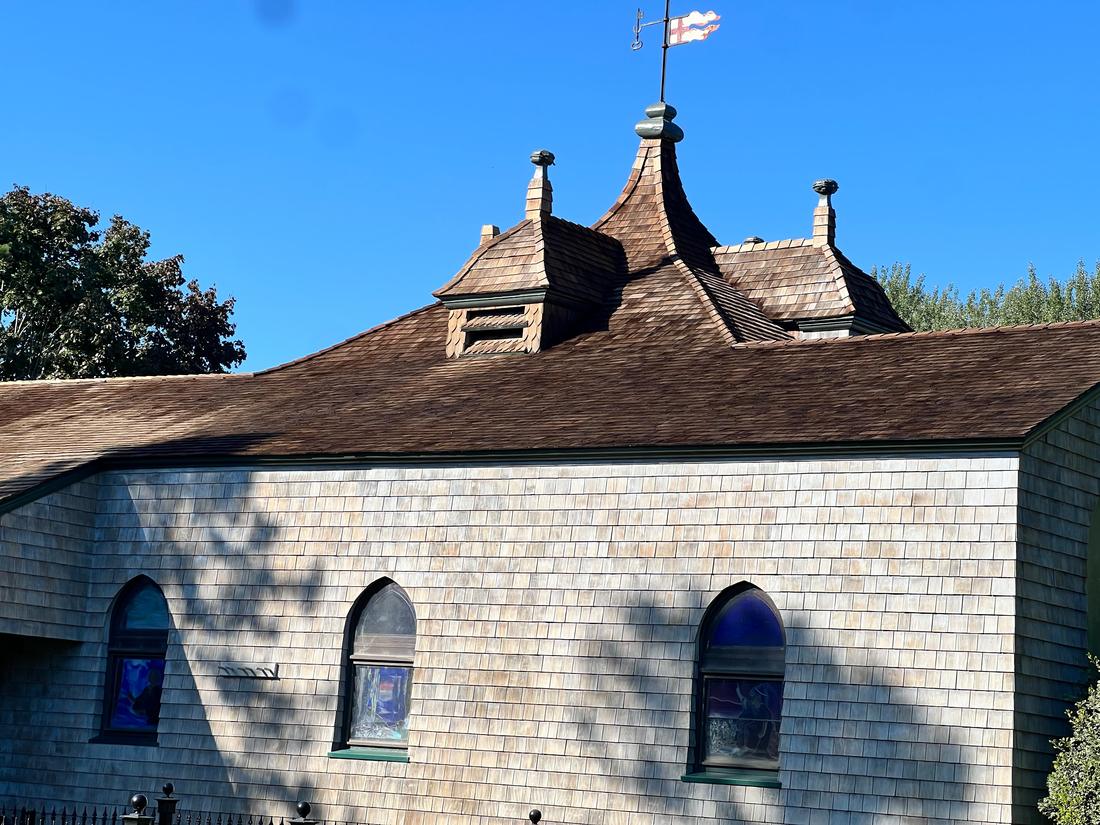Cedar shingle roof dormers and cupola