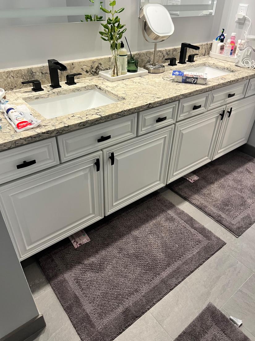 White painted bathroom vanity
