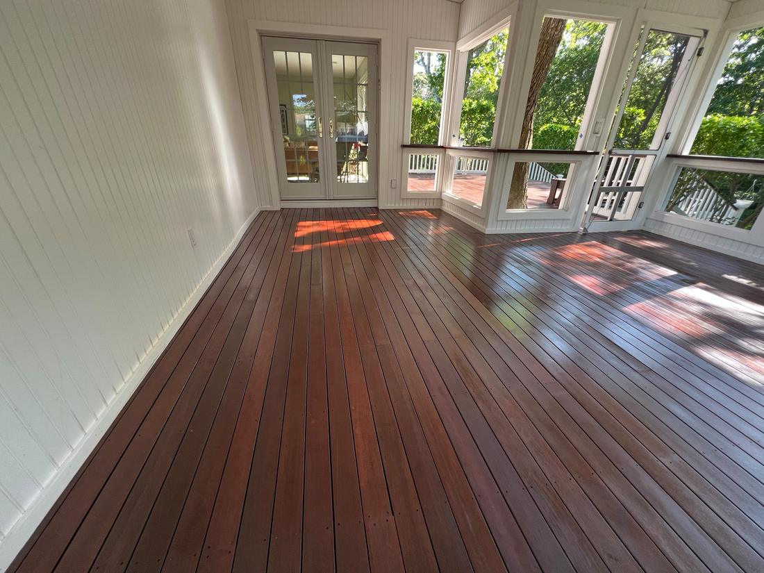 Stained sunroom floor