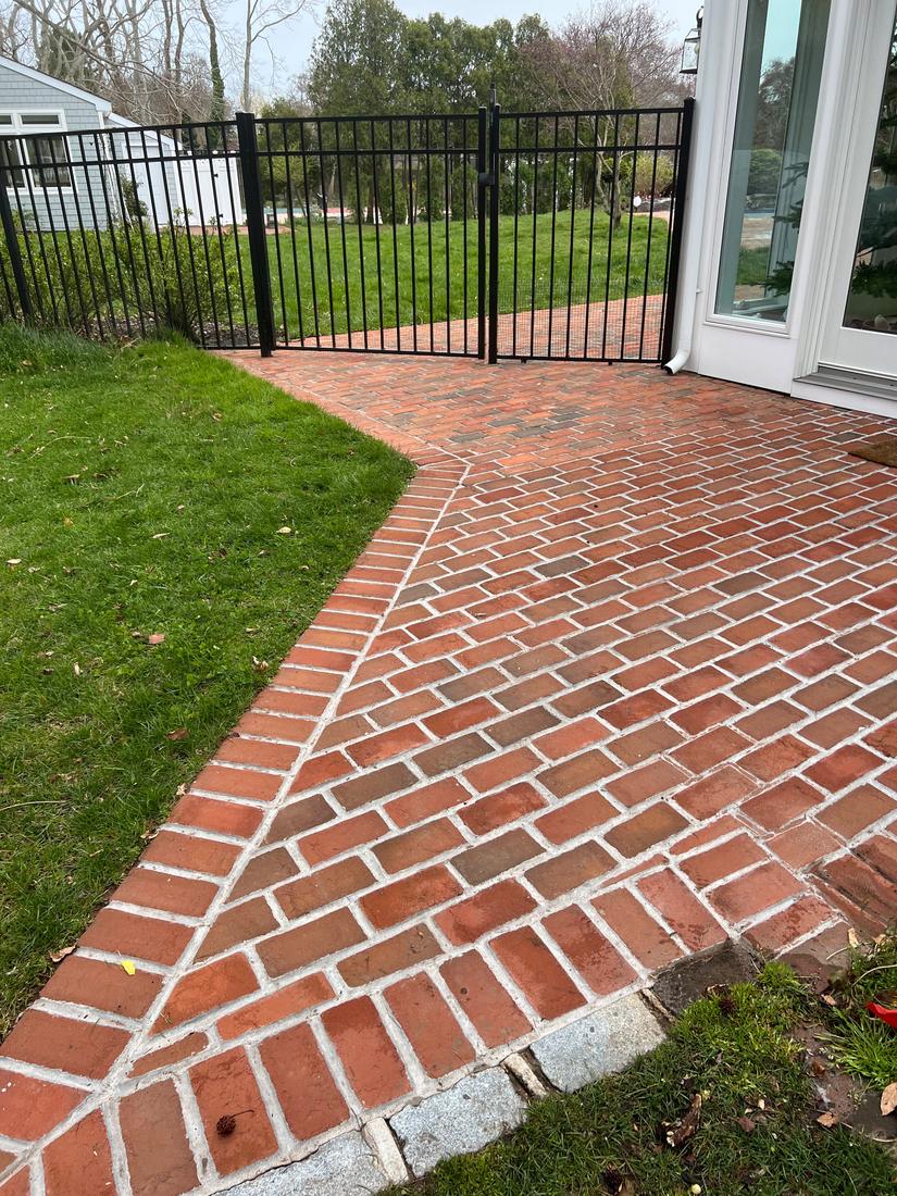 Power washed brick walkway