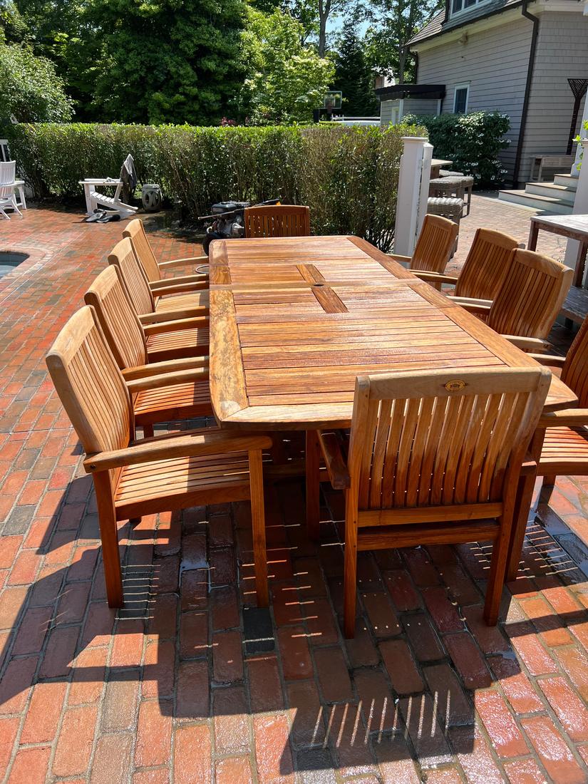 Restored teak outdoor furniture