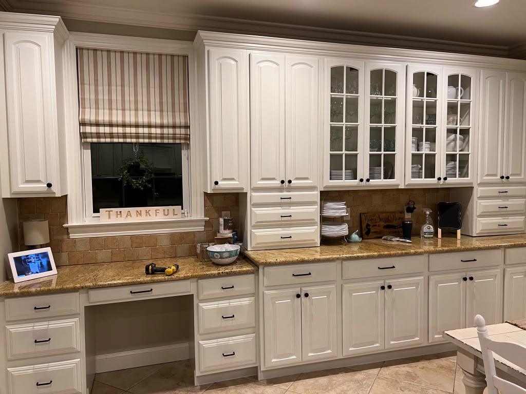 Refinished white kitchen hutch